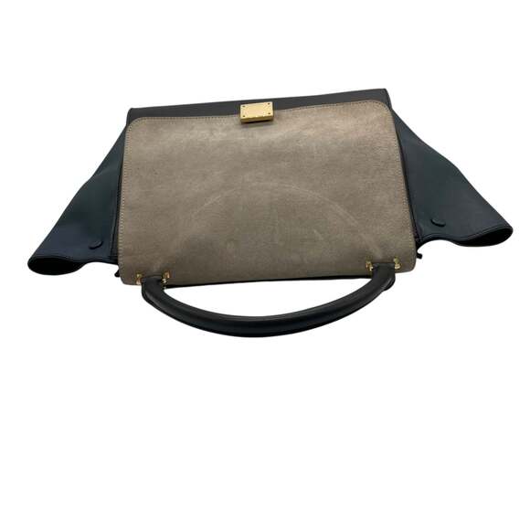 CELINE Trapeze Leather Suede Handbag Shoulder Bag Navy Gray Women's B4 - Picture 7 of 16